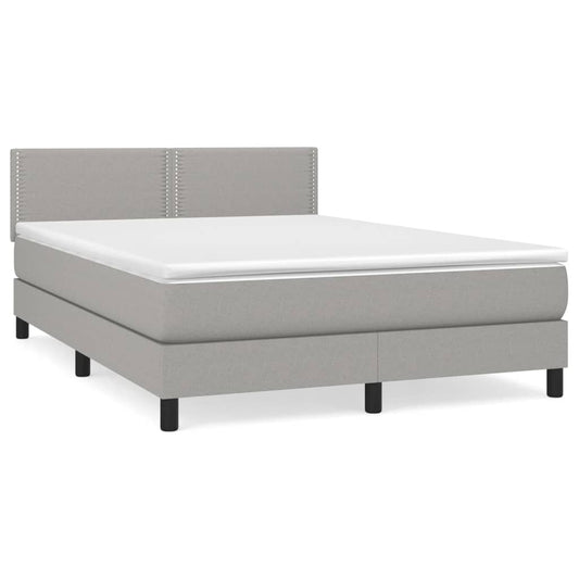 Box Spring Postel S Matrací Textil Světle Šedá