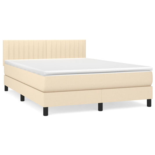 Box Spring Postel S Matrací Textil Krémová
