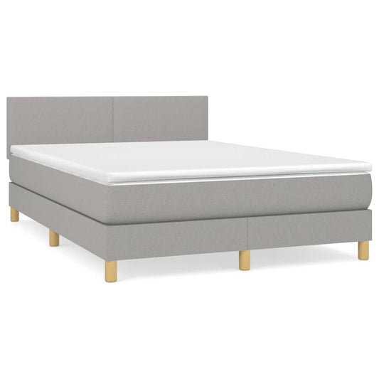 Box Spring Postel S Matrací Textil Světle Šedá