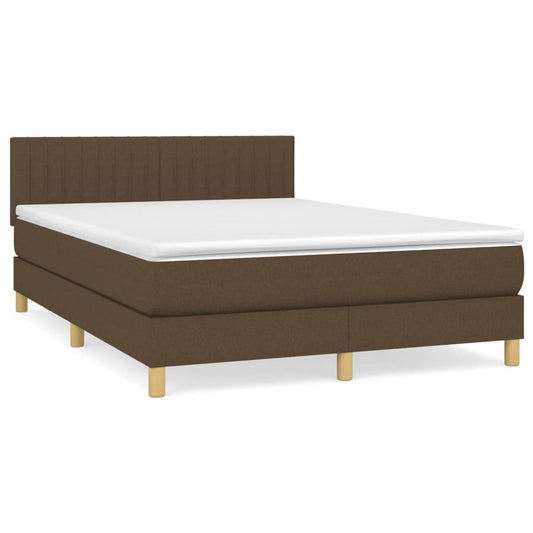 Box Spring Postel S Matrací Textil Tmavě Hnědá
