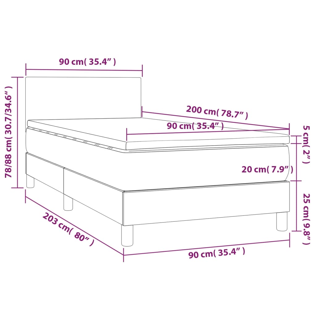 Box Spring Postel S Matrací Samet Tmavě Šedá