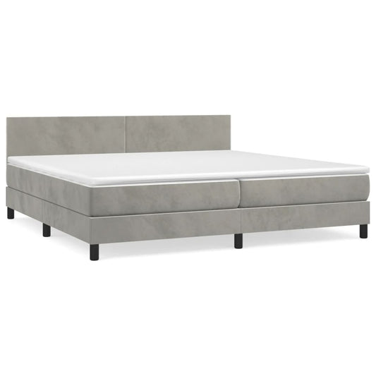 Box Spring Postel S Matrací Samet Světle Šedá