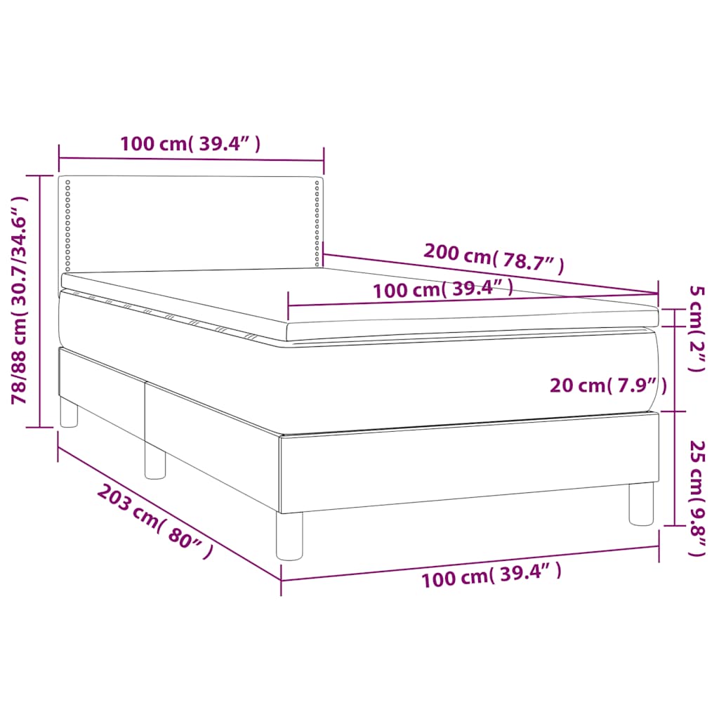 Box Spring Postel S Matrací Tmavě Zelená 100X200 Cm Samet