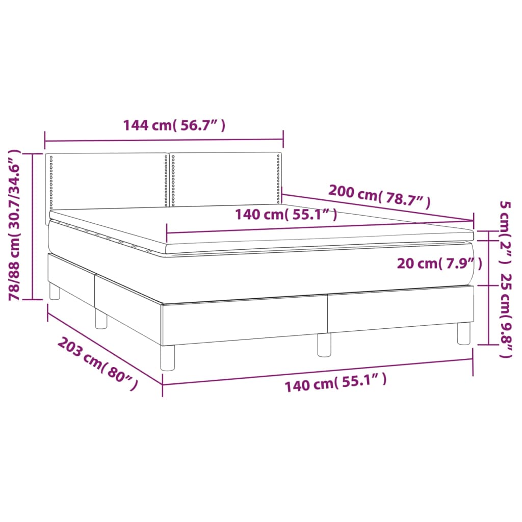 Box Spring Postel S Matrací Černá 140X200 Cm Samet