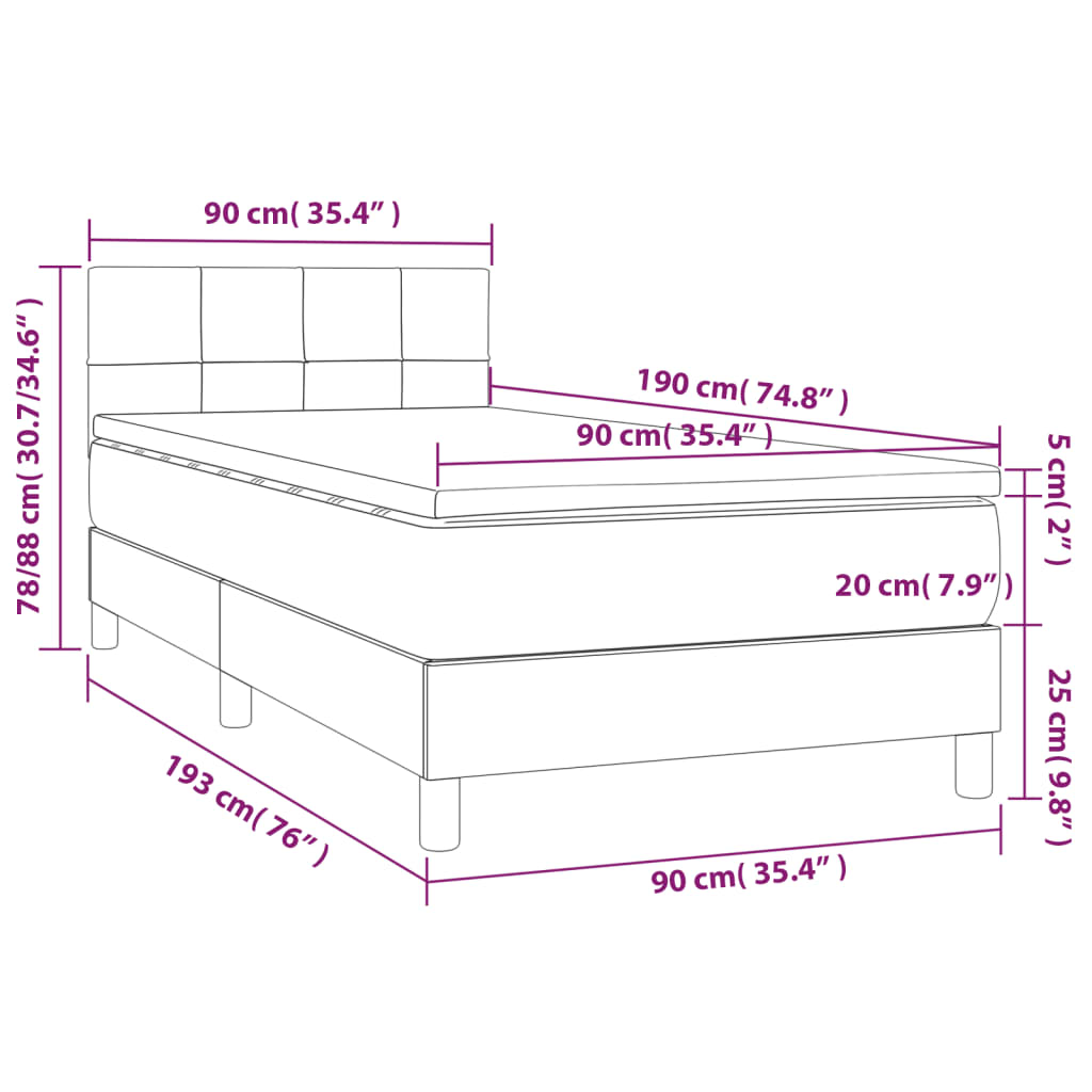 Box Spring Postel S Matrací Samet Světle Šedá