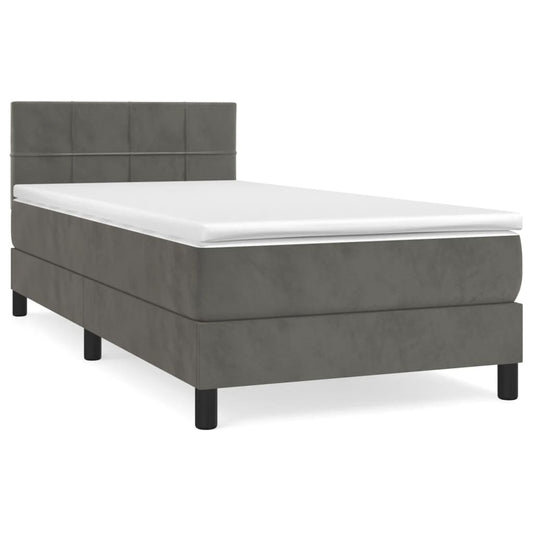 Box Spring Postel S Matrací Samet Tmavě Šedá