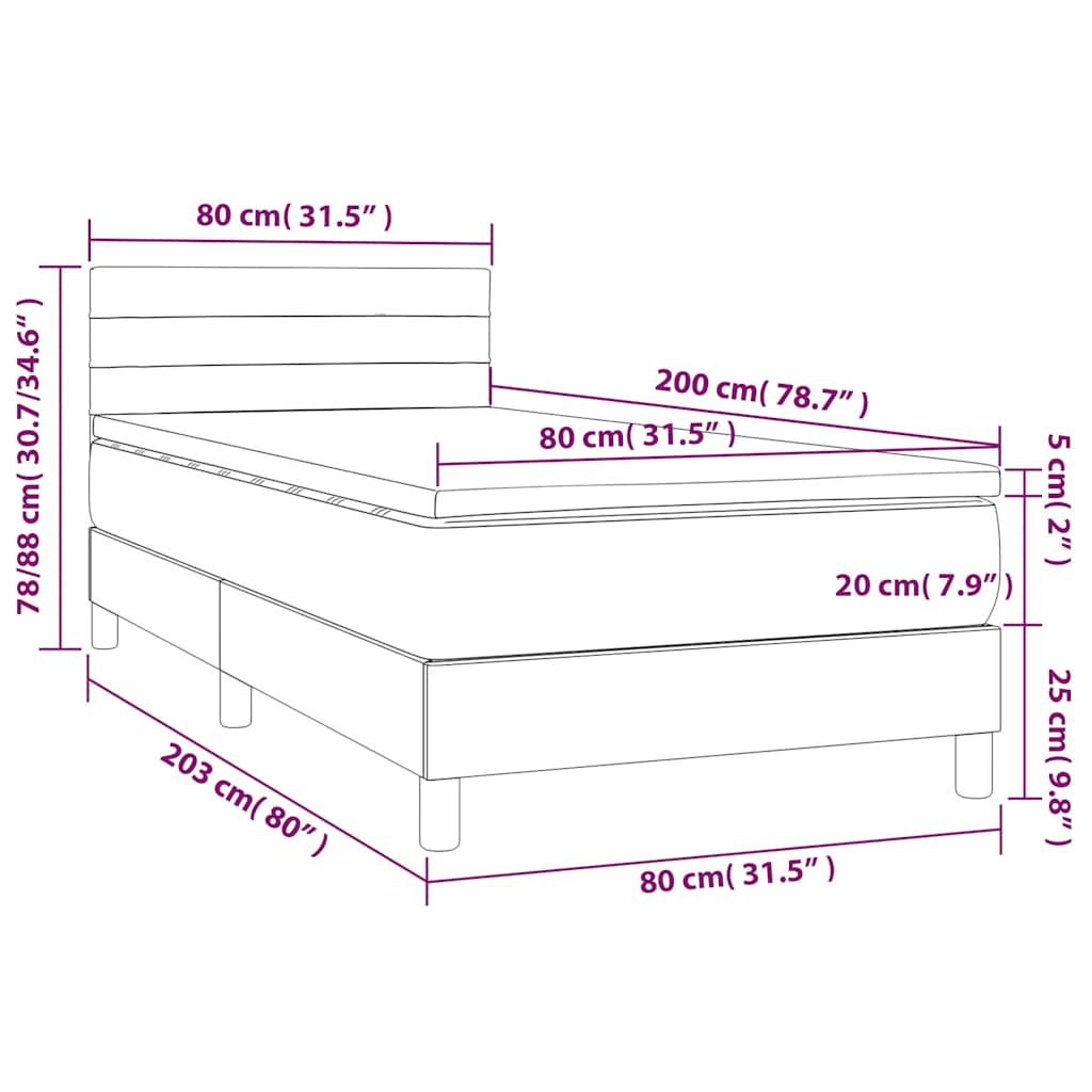 Box Spring Postel S Matrací Tmavě Modrá 80 X 200 Cm Samet