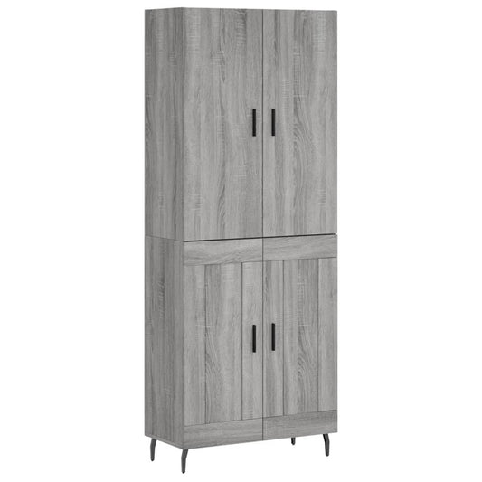 Skříň Highboard Šedá Sonoma 69,5 X 34 X 180 Cm Kompozitní Dřevo