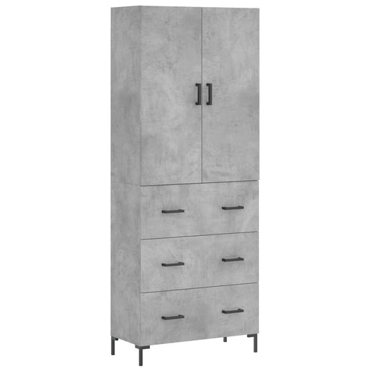 Skříň Highboard Betonově Šedá 69,5X34X180 Cm Kompozitní Dřevo