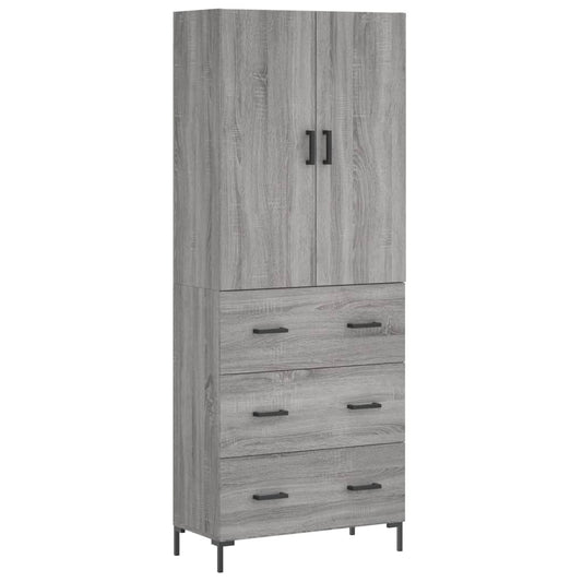 Skříň Highboard Šedá Sonoma 69,5 X 34 X 180 Cm Kompozitní Dřevo