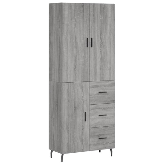 Skříň Highboard Šedá Sonoma 69,5 X 34 X 180 Cm Kompozitní Dřevo