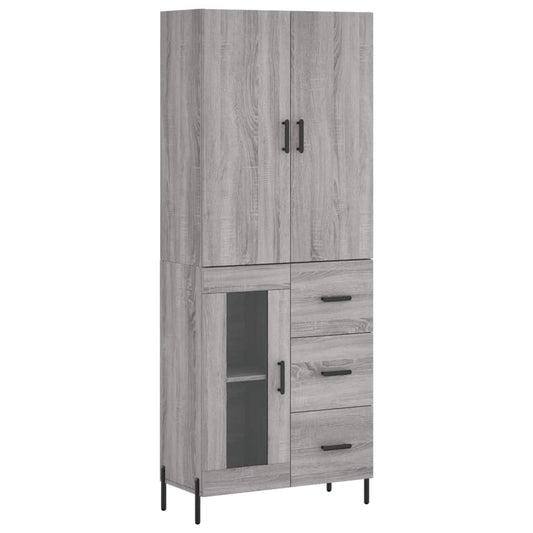 Skříň Highboard Šedá Sonoma 69,5 X 34 X 180 Cm Kompozitní Dřevo