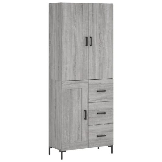 Skříň Highboard Šedá Sonoma 69,5 X 34 X 180 Cm Kompozitní Dřevo