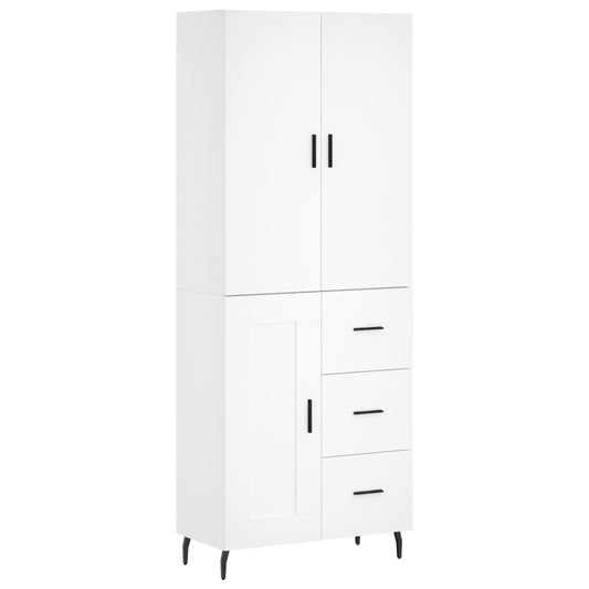 Skříň Highboard Bílá 69,5 X 34 X 180 Cm Kompozitní Dřevo