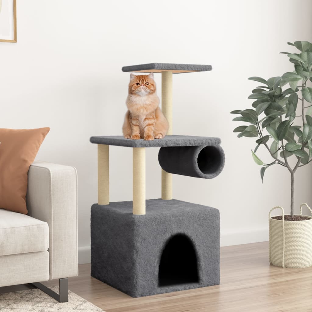 Škrabadlo Pro Kočky Se Sisalovými Sloupky Krémové 109,5 Cm