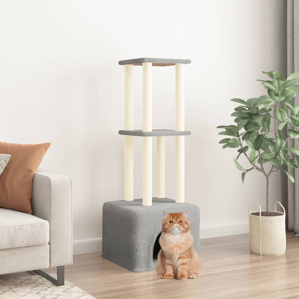 Škrabadlo Pro Kočky Se Sisalovými Sloupky Tmavě Šedé 133,5 Cm