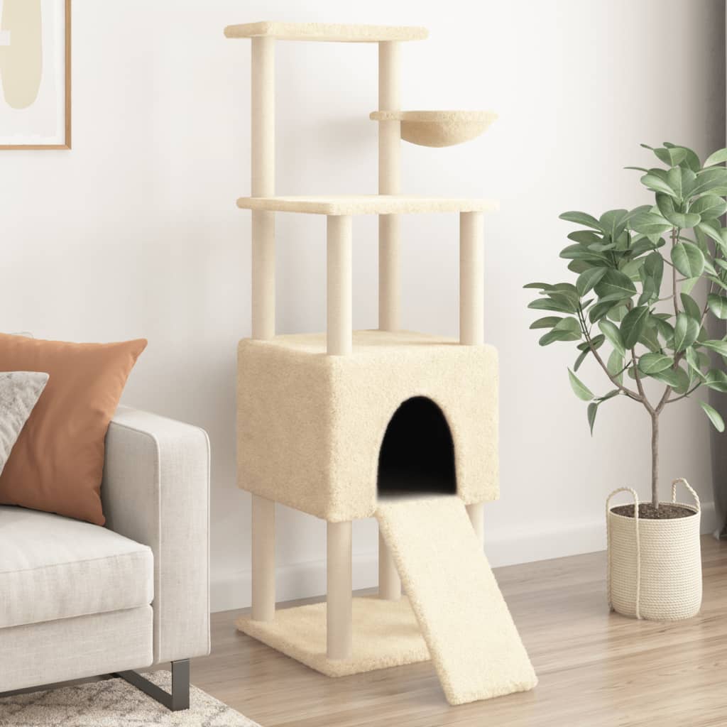 Škrabadlo Pro Kočky Se Sisalovými Sloupky Světle Šedé 153 Cm