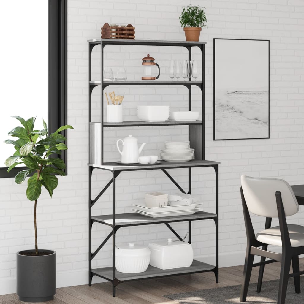Kuchyňský Regál 6Patrový 90 X 40 X 180 Cm Kompozit