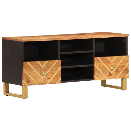 Tv Skříňka Hnědá A Černá 100 X 33,5 X 46 Cm Masivní Mangovník