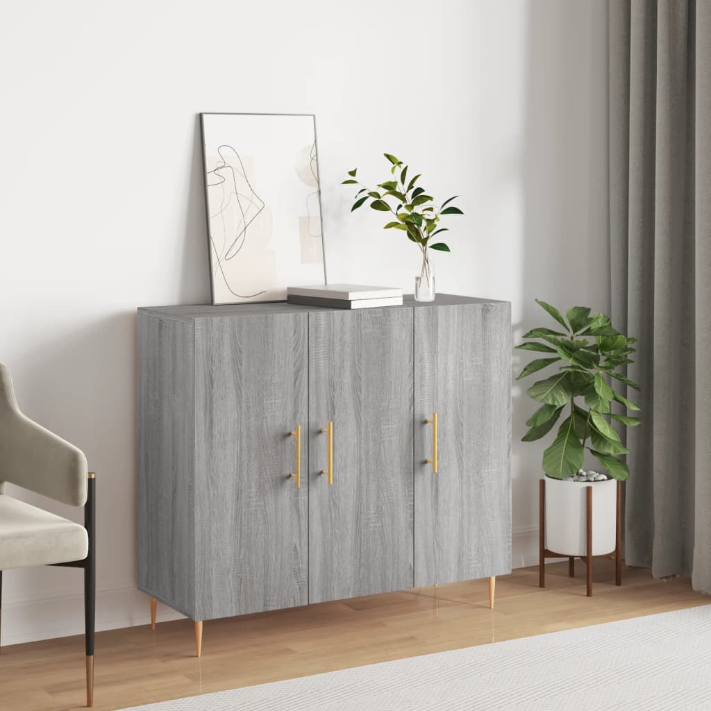 Příborník Betonově Šedý 90 X 34 X 80 Cm Kompozitní Dřevo