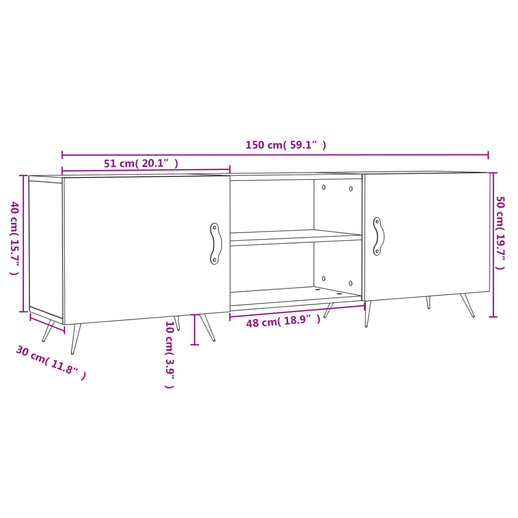 Tv Skříňka Betonově Šedá 150 X 30 X 50 Cm Kompozitní Dřevo