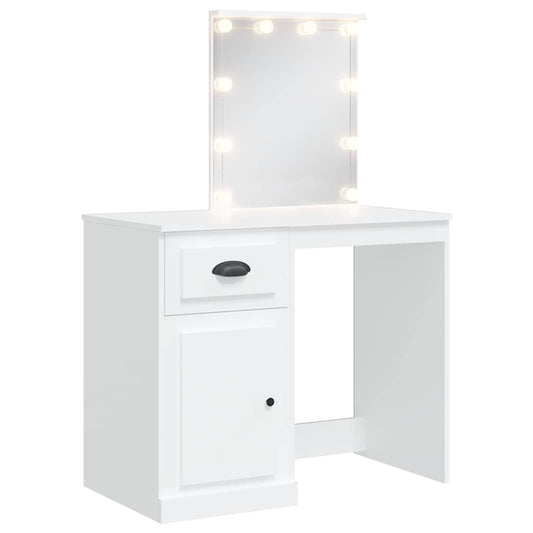 Toaletní Stolek S Led Osvětlením Bílý 90 X 42 X 132,5 Cm