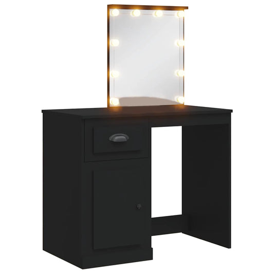Toaletní Stolek S Led Osvětlením Černý 90 X 42 X 132,5 Cm