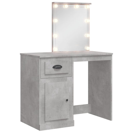 Toaletní Stolek S Led Osvětlením Betonově Šedý 90X42X132,5 Cm