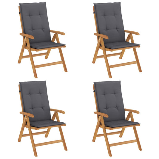 Polohovací Zahradní Židle S Poduškami 4 Ks Masivní Teak