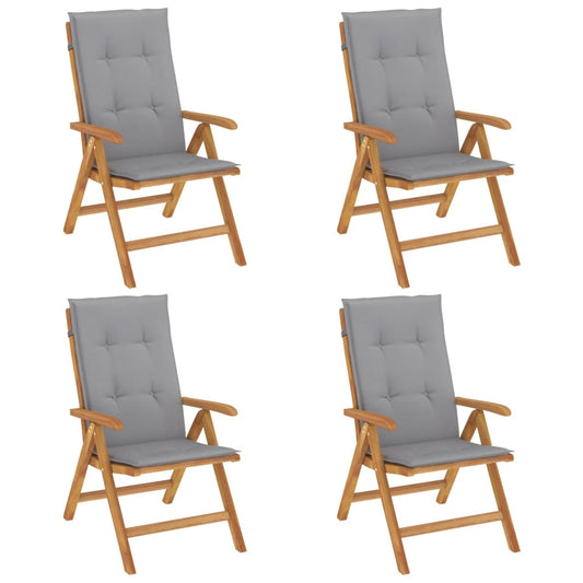 Polohovací Zahradní Židle S Poduškami 4 Ks Masivní Teak
