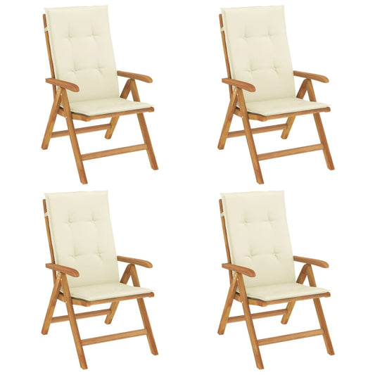 Polohovací Zahradní Židle S Poduškami 4 Ks Masivní Teak