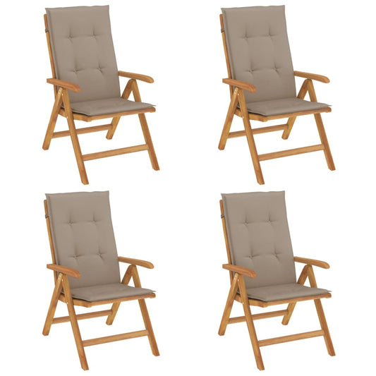 Polohovací Zahradní Židle S Poduškami 4 Ks Masivní Teak