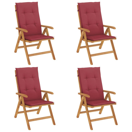 Polohovací Zahradní Židle S Poduškami 4 Ks Masivní Teak
