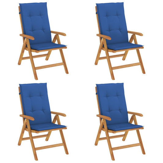 Polohovací Zahradní Židle S Poduškami 4 Ks Masivní Teak