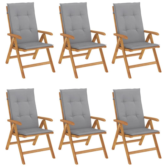 Polohovací Zahradní Židle S Poduškami 6 Ks Masivní Teak