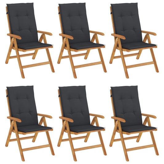 Polohovací Zahradní Židle S Poduškami 6 Ks Masivní Teak
