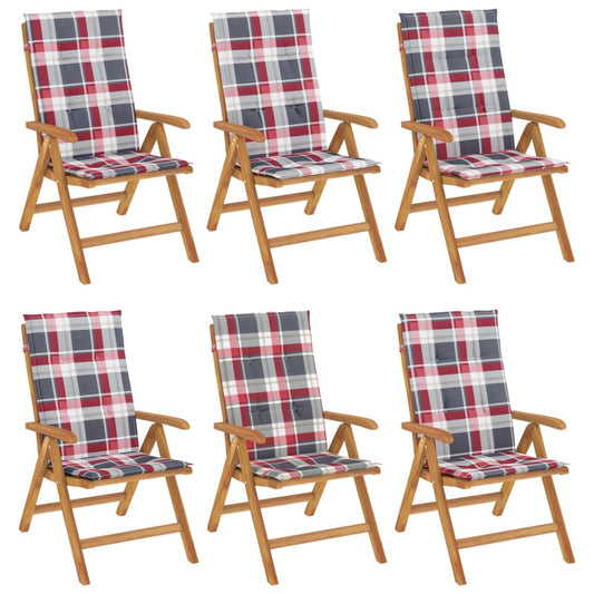 Polohovací Zahradní Židle S Poduškami 6 Ks Masivní Teak