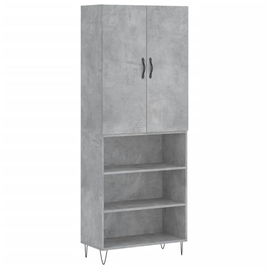 Skříň Highboard Betonově Šedá 69,5X34X180 Cm Kompozitní Dřevo
