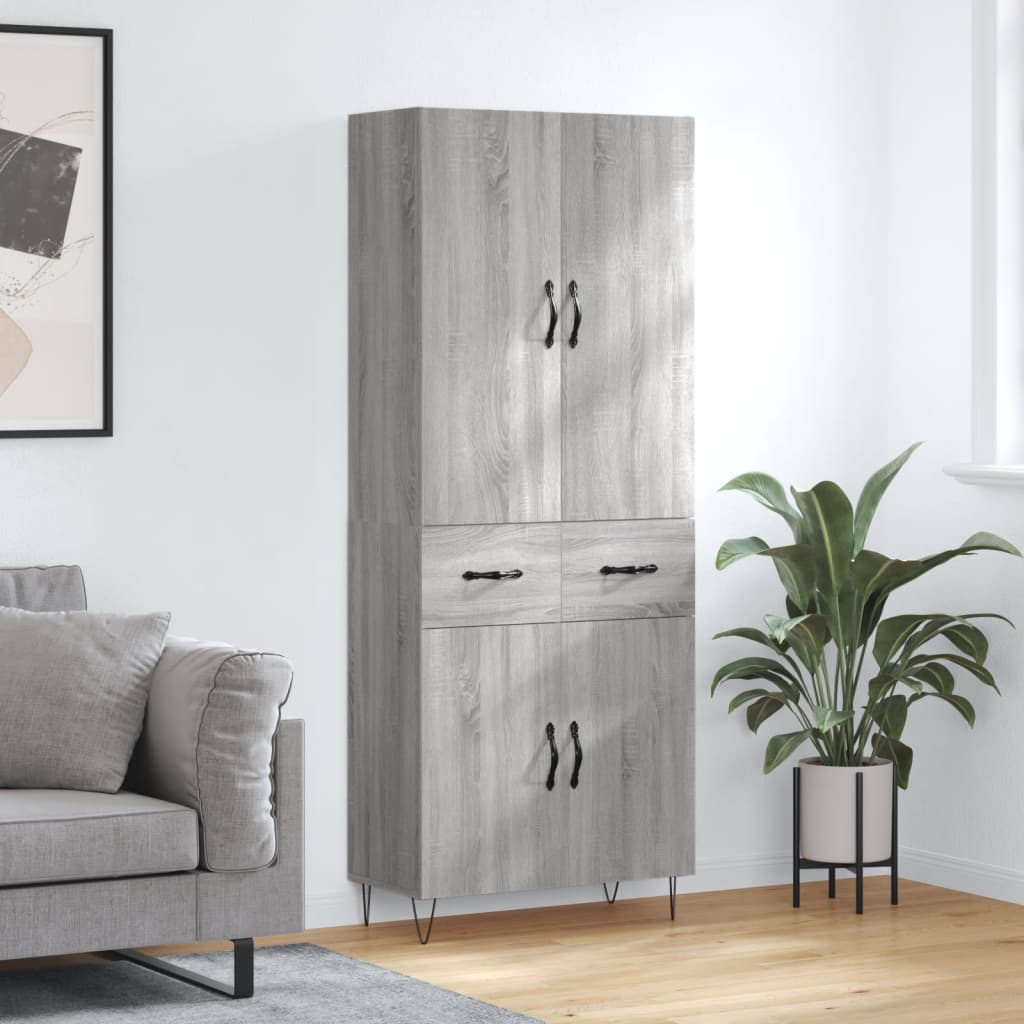 Skříň Highboard Betonově Šedá 69,5X34X180 Cm Kompozitní Dřevo
