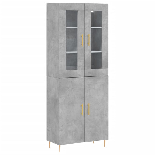 Skříň Highboard Betonově Šedá 69,5X34X180 Cm Kompozitní Dřevo