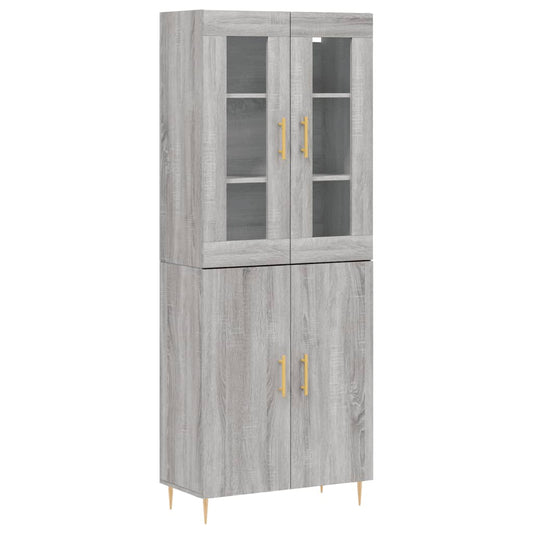 Skříň Highboard Šedá Sonoma 69,5 X 34 X 180 Cm Kompozitní Dřevo