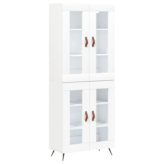 Skříň Highboard Bílá 69,5 X 34 X 180 Cm Kompozitní Dřevo