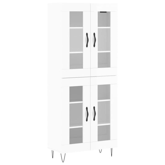 Skříň Highboard Lesklá Bílá 69,5 X 34 X 180 Cm Kompozitní Dřevo