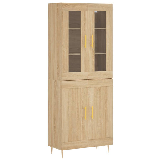 Skříň Highboard Dub Sonoma 69,5 X 34 X 180 Cm Kompozitní Dřevo