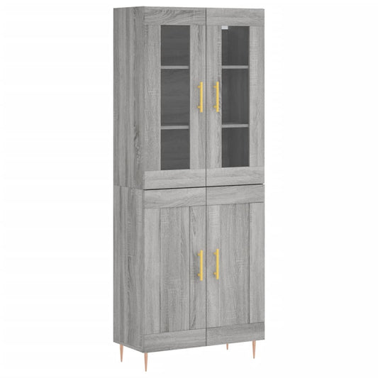 Skříň Highboard Šedá Sonoma 69,5 X 34 X 180 Cm Kompozitní Dřevo