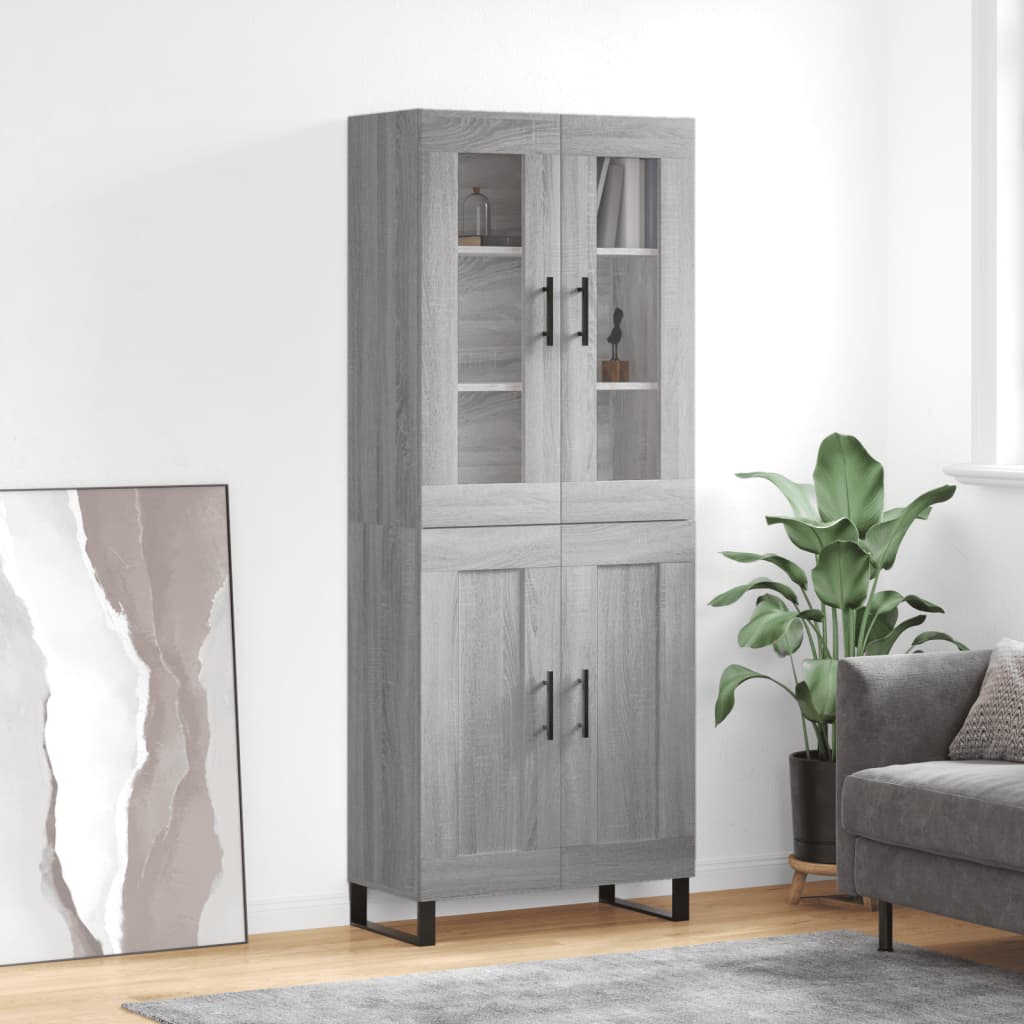Skříň Highboard Betonově Šedá 69,5X34X180 Cm Kompozitní Dřevo