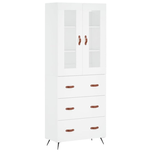 Skříň Highboard Bílá 69,5 X 34 X 180 Cm Kompozitní Dřevo