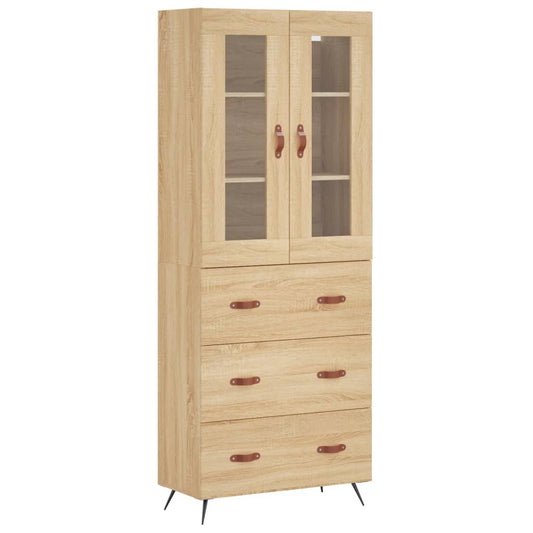 Skříň Highboard Dub Sonoma 69,5 X 34 X 180 Cm Kompozitní Dřevo