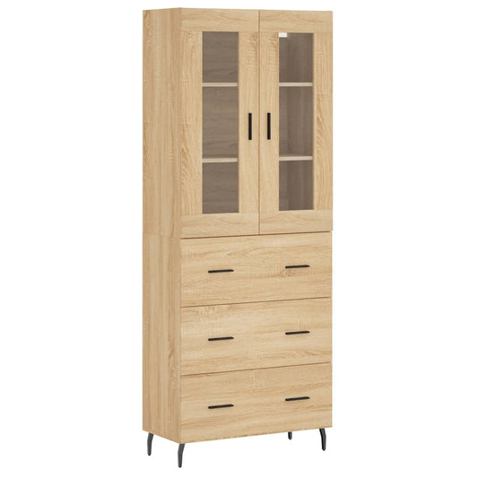 Skříň Highboard Dub Sonoma 69,5 X 34 X 180 Cm Kompozitní Dřevo