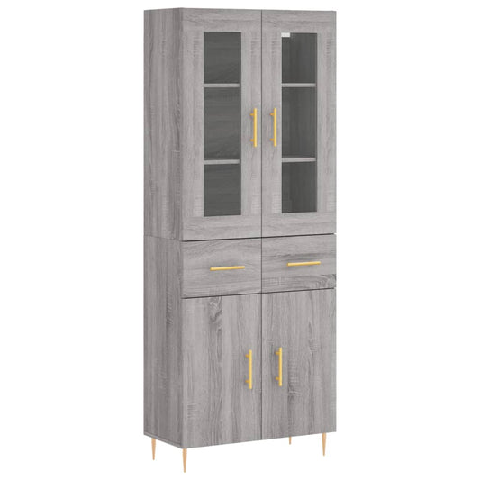 Skříň Highboard Šedá Sonoma 69,5 X 34 X 180 Cm Kompozitní Dřevo